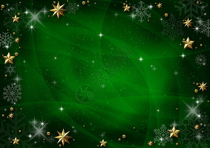 金星和雪花的绿色圣诞节背景图片