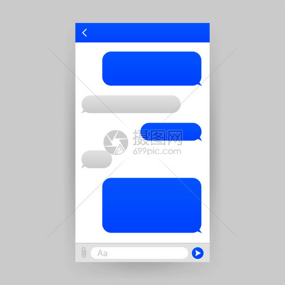 对话框窗口的聊天界面应用程序干净的移动UI设计概念Sms送信员矢量插图图片