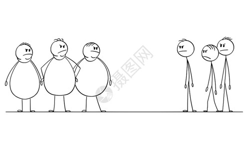 Vector卡通说明色人组在愤怒的胖子或肥人群中观看愤怒的胖子或肥人群图片
