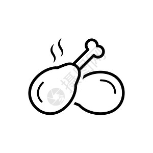 大腿肥肉炸鸡图标插画