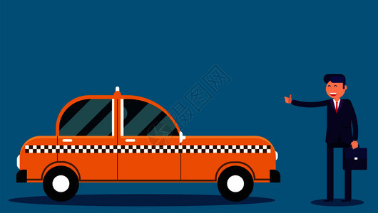 商人呼叫出租车设想商业出租车服务矢量插图图片