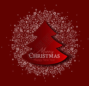 由星制作的圣诞树装饰品矢量插图圣诞贺卡快乐图片
