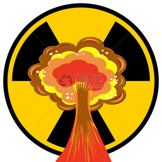 核爆炸卡通弹放射原子能战争标志大蘑菇云电离辐射信号放污染信号警告危险蘑菇云电离辐射信号图片