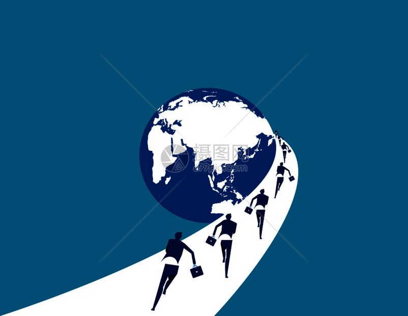商人奔向全球概念商业矢量说明