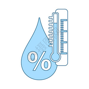 似乎相对湿度图标蓝色填充设计薄线矢量说明插画