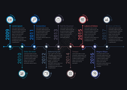 水平时间线信息图模板工作流程或图矢量eps10插图图片