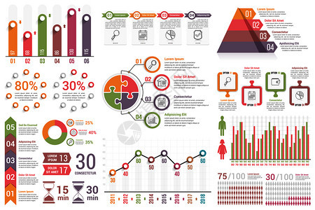 信息要素条形和线图过程步骤选项人形图金字塔百分比矢量eps10插图背景图片