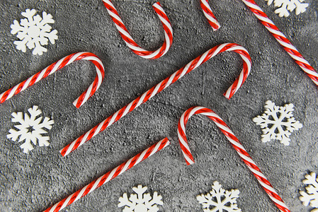 圣诞背景节装饰雪和糖果甘蔗节日冬季和新年快乐目标假日概念最高视图图片