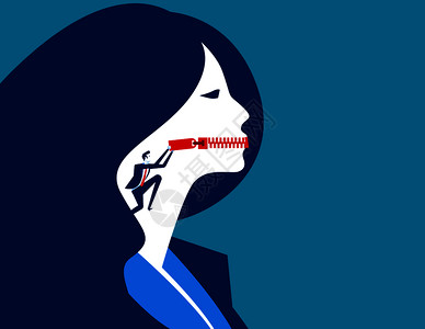 商业界人士用拉链住嘴设想商业界矢量说明图片素材