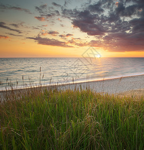 日落时的海岸自然构成图片