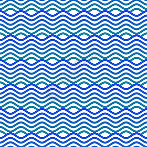 北欧雨蓝和白无缝波模式线设计蓝和白无缝波模式线设计矢量说明插画
