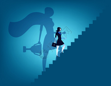 商业女人和通往成功的楼梯商业矢量说明概念背景图片
