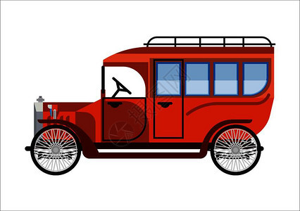 30世纪客运输型的旧汽车矢量图图片