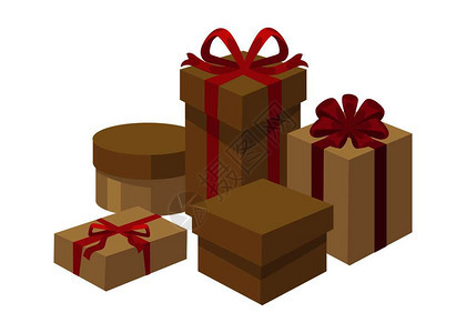 不同形状和颜色矢量的礼品盒与近亲交换礼物的特殊传统纸上包装的容器括弓庆祝活动节日问候不同形状和颜色矢量的礼品盒图片