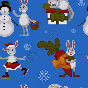 新年快乐兔子装饰圣诞树图片