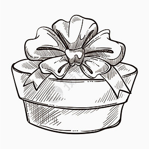 以快乐包装的礼物节日贺提供孤立的惊喜图标以圆形箱装饰有丝带弓插画