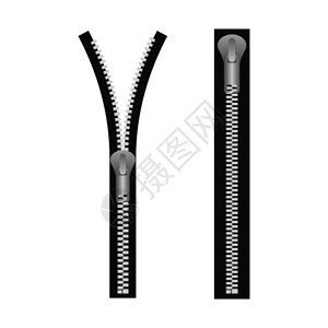 拉式纸筒拉链式固定装置金属封闭式和开放拉链矢量存说明拉链型固定装置矢量说明插画