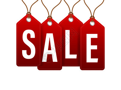 吊牌绳四组红色轮挂牌销售矢量存说明插画