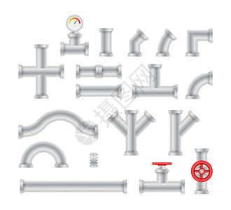 水管管道不同种类的水管插画