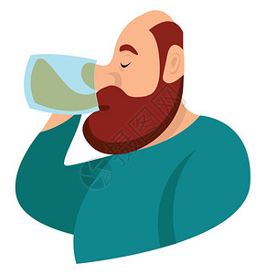 酒 醉男人喝啤酒插图白背景的矢量插画
