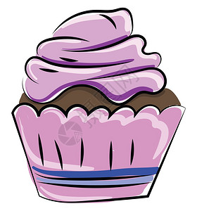 蛋糕芒果粉红纸杯蛋糕插图白色背景的矢量插画