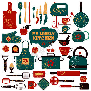 厨房工具的图标餐厅背景图片