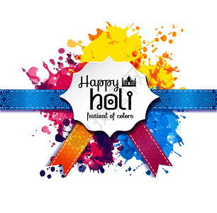 Holi色彩矢量设计元素和签名的欢乐春节图片