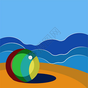 蓝色树海洋上的球插图白背景上的矢量插画