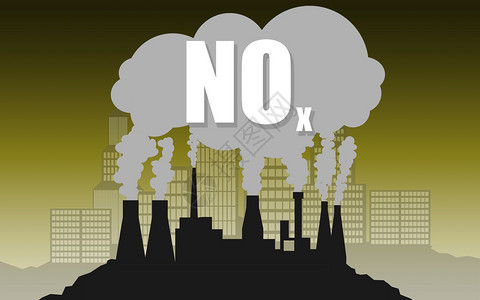 氮氧化物或NOx空气污染的环境概念3D图片