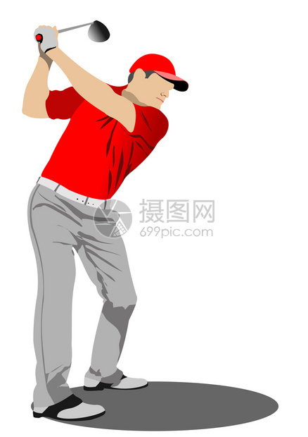 Golf播放器矢量插图图片