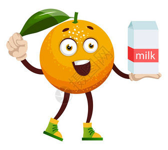 白色边框橙色牛奶插图白底矢量插画