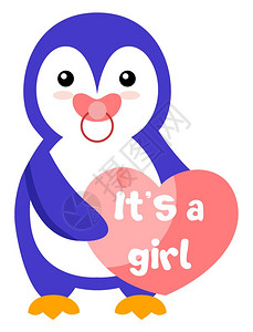 自然图像企鹅女孩插图白色背景的矢量插画