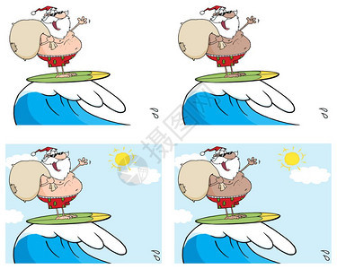 冲浪的圣诞老人图片