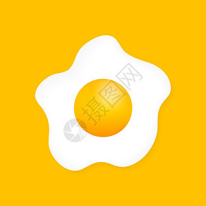 以黄色背景隔离的炸鸡蛋平面图标以黄色背景隔离的炸鸡蛋平面图标图片