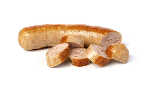 德国香肠在白色背景上被孤立图片