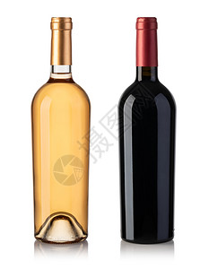 白酒和红瓶孤立在白背景上酒瓶集图片