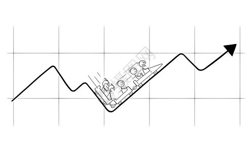 矢量卡通棒图绘制商人在滚车或大顶层金融图或表上骑行的概念图解市场不稳定和变化概念矢量卡通插图显示商人在滚车coaster图或表上图片