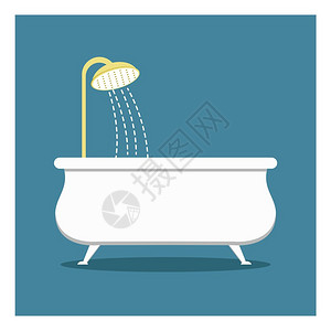 沐浴后涂抹身体乳浴缸插图白色背景的矢量插画