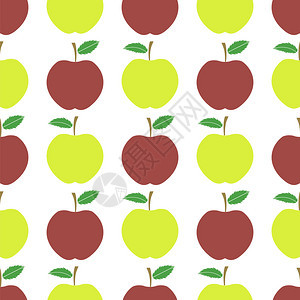白色背景的新鲜红和黄苹果无缝模式水果重复纹理白色背景的新鲜红和黄苹果无缝模式图片