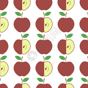 白色背景上的新鲜红苹果无缝模式水果重复纹理白色背景上的新鲜红苹果无缝模式图片
