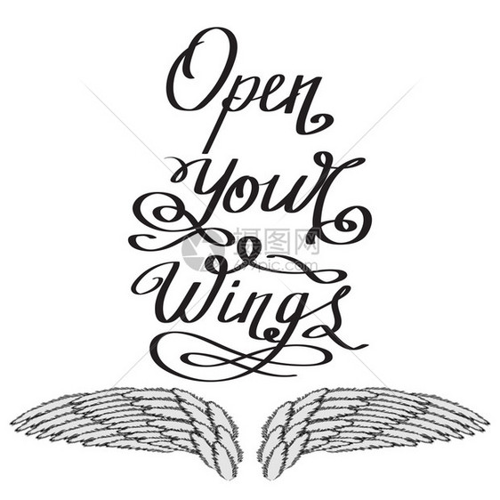 Angel或凤凰翼WingedLogodesignEagleBird的一部分标志BrandMark打开你的翅膀文字手画运动母天使图片