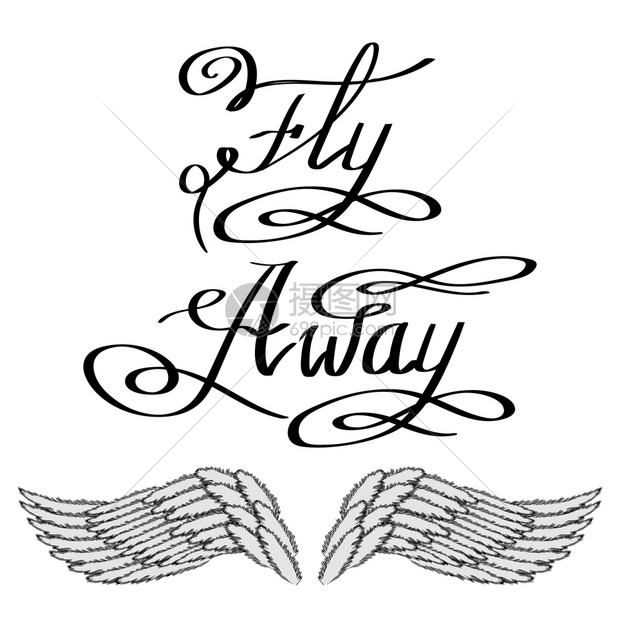 Angel或凤凰翼WingedLogo设计EagleBird的一部分标志BrandMarkFlyAwayText手画运动字母An图片