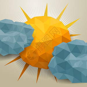 矢量抽象三角背景与云和太阳矢量抽象三角背景与太阳图片