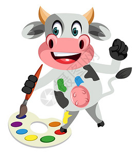 多彩的动物有色调插图白底矢量的牛群插画