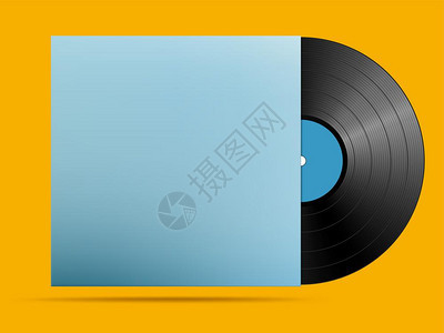 彩色黄背景的纸板封面上现实的音乐黑色板图片