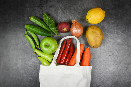 零废物使用较少塑料概念新鲜蔬菜和水果有机制品图片