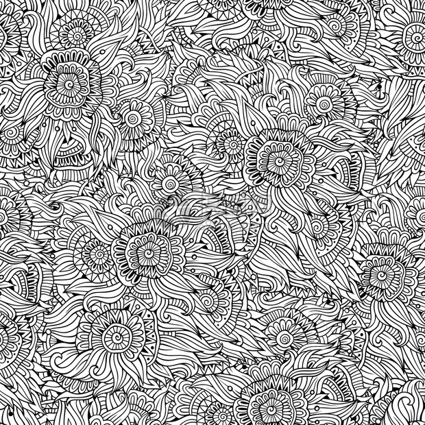 美丽的线条抽象装饰花卉的无缝模式美丽的抽象装饰花卉无缝模式插画