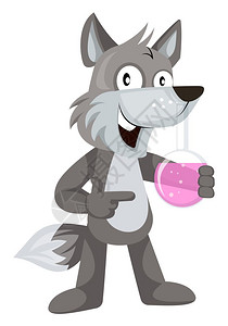 富贵犬wolf带钢管插图白色背景的矢量插画