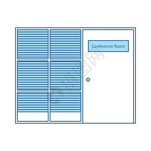 会议室图标蓝色填充设计薄线矢量说明图片