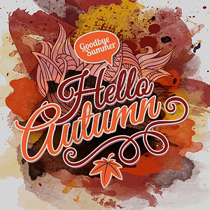艺术字海报矢量水颜色油漆秋季印刷品抽象设计秋季印刷品设计背景